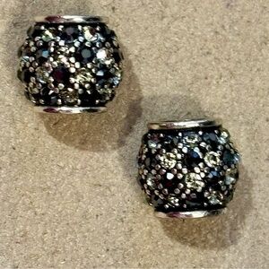 Two Brighton Crystal Voyage Beads in Hematite w Metallic gray crystals Retired